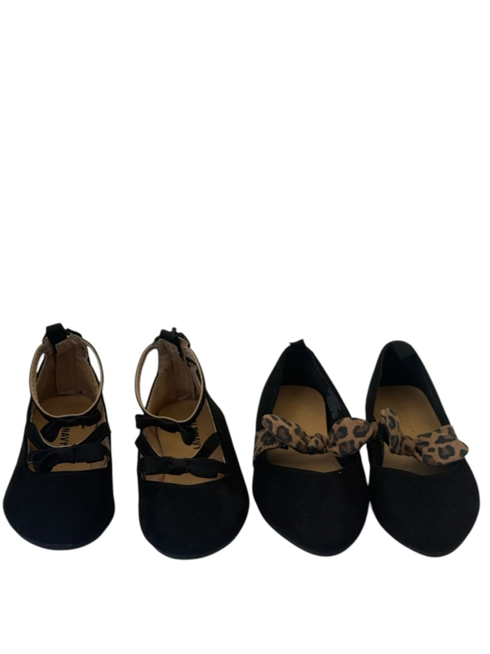 Old Navy Toddler Girls' 2 Pairs Black Flats Slip-On Shoes Casual Style, Size 7